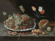 Jan Van Kessel, Still life with grapes and other fruit on a platter